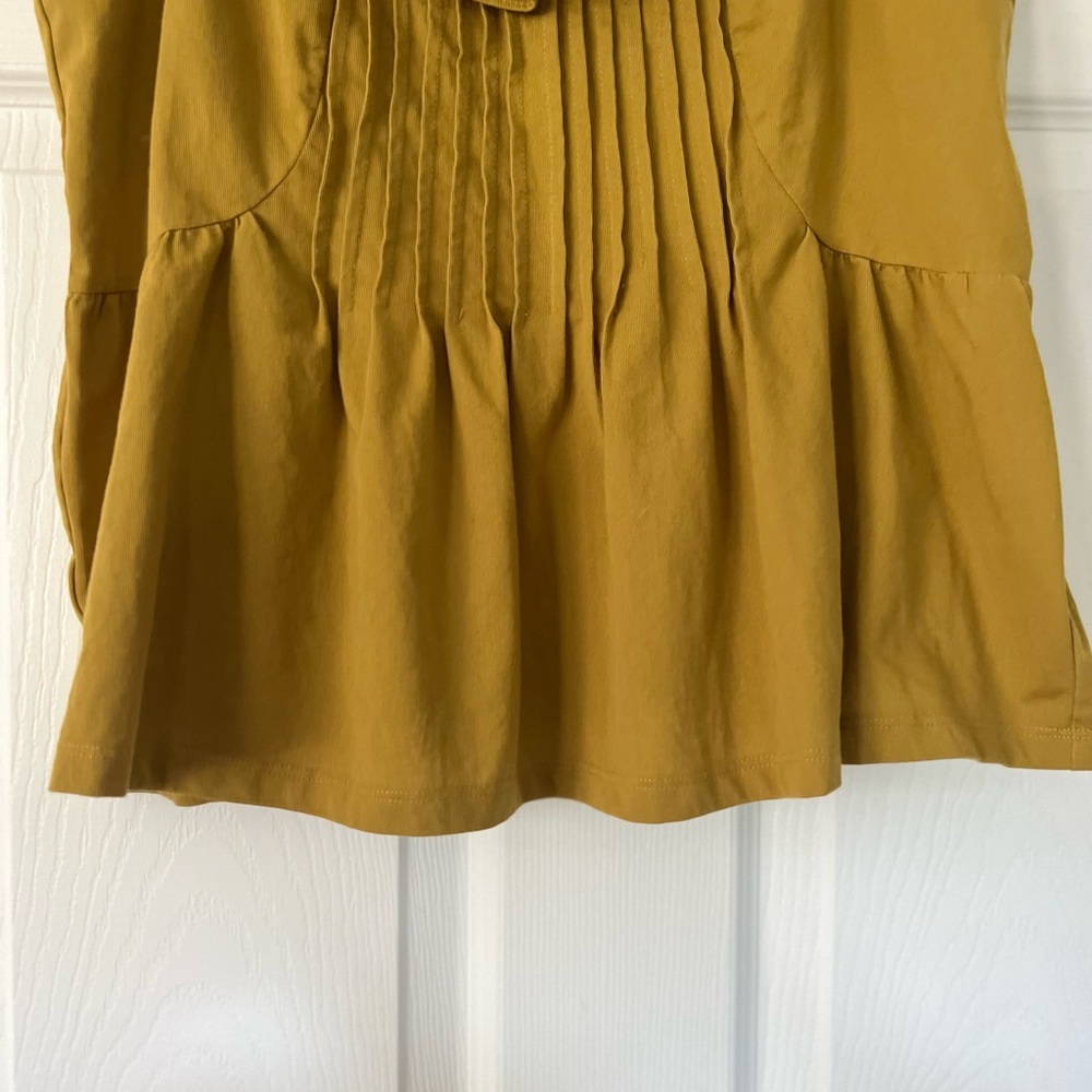 Ann Taylor Pintucked Ruffle Shell Top In Amber Green - S - Picture 4 of 11